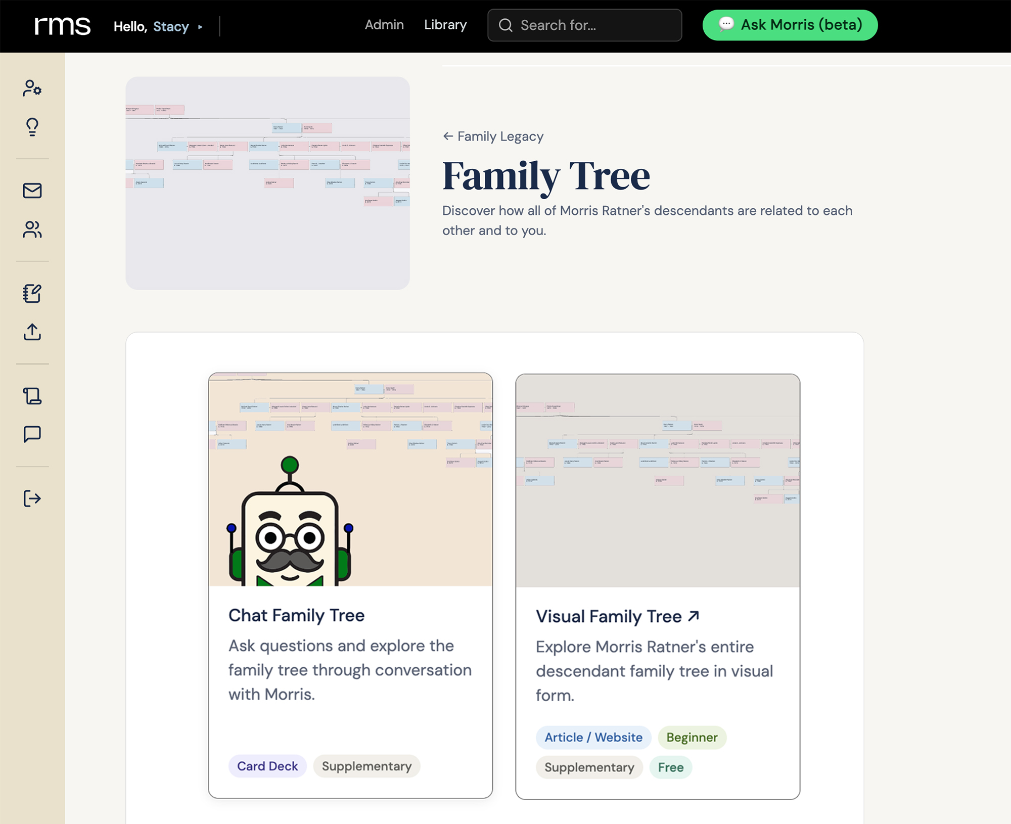 The family-tree diagram in the viewer