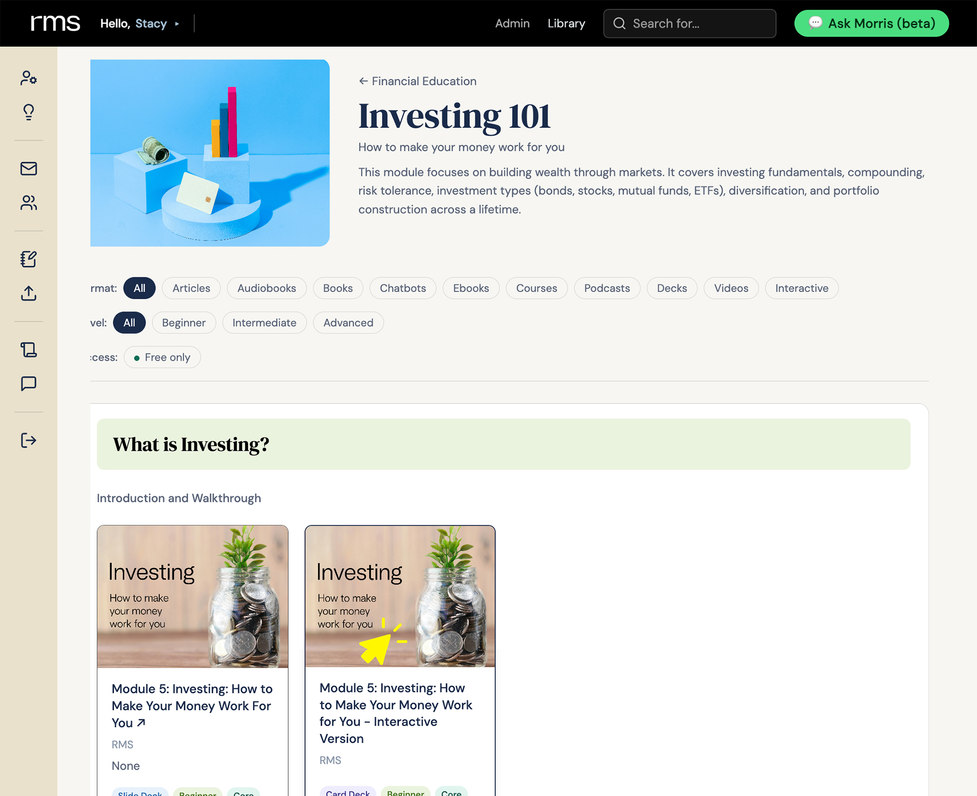A module page in the library