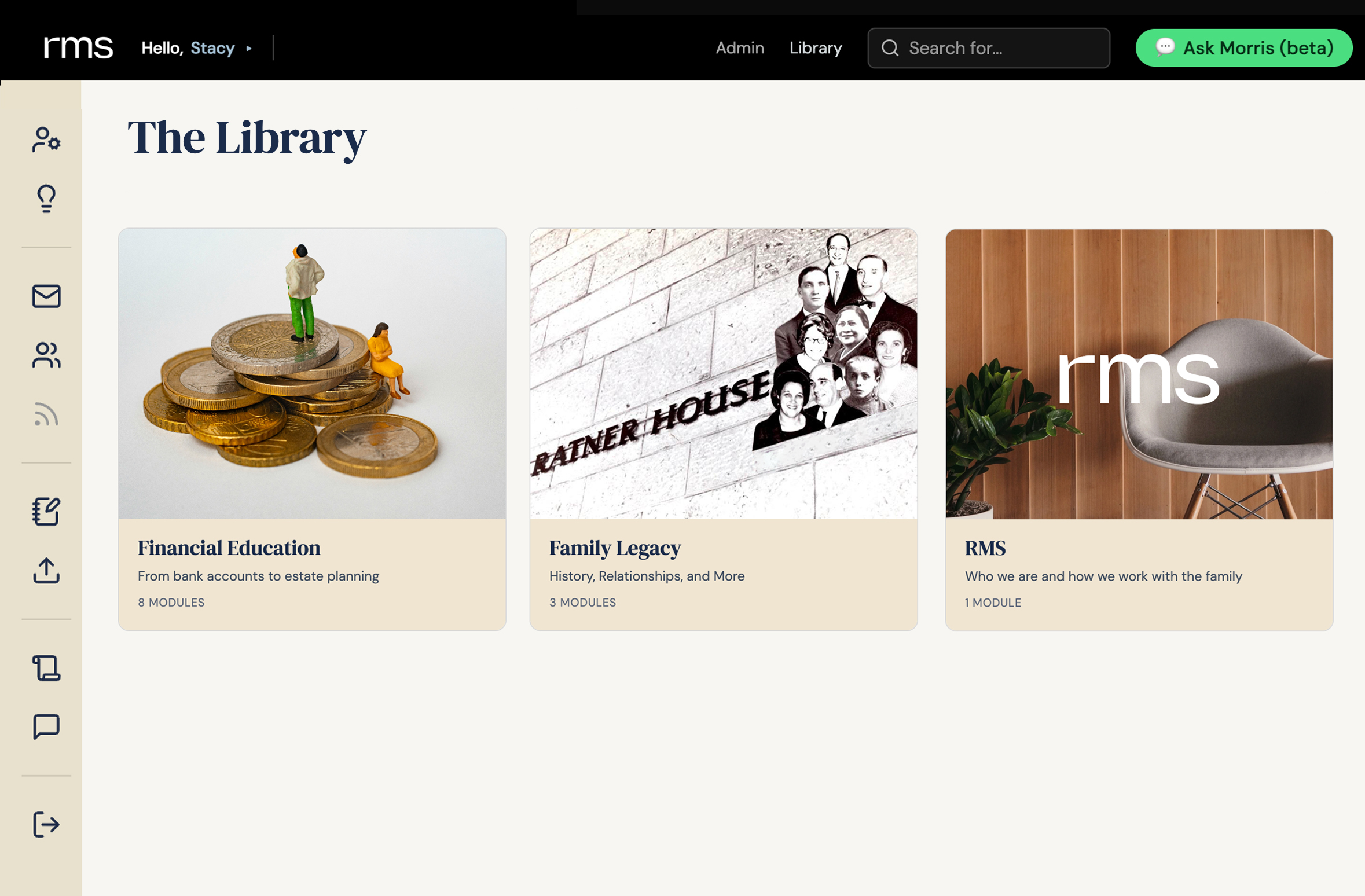 The library home screen